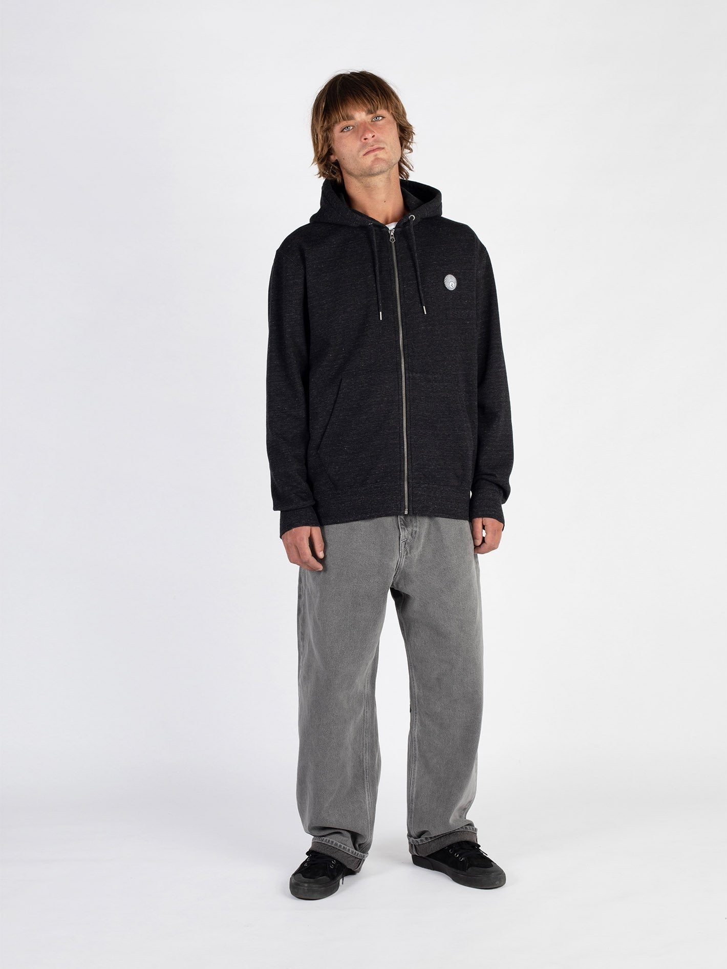 Single Stone Zip Hoodie - HEATHER BLACK