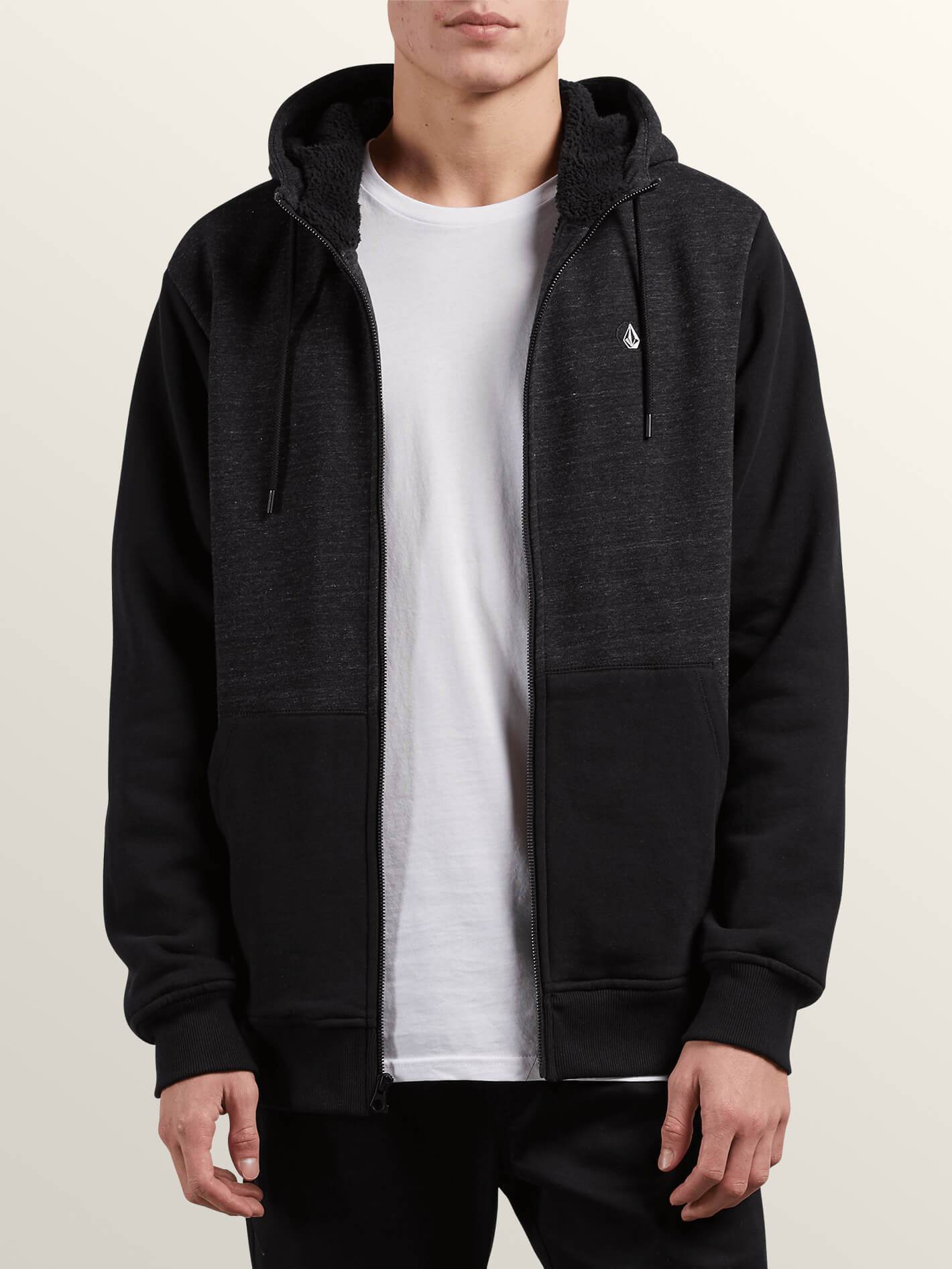 Single Stone Lined Zip Hoodie - Sulfur Black