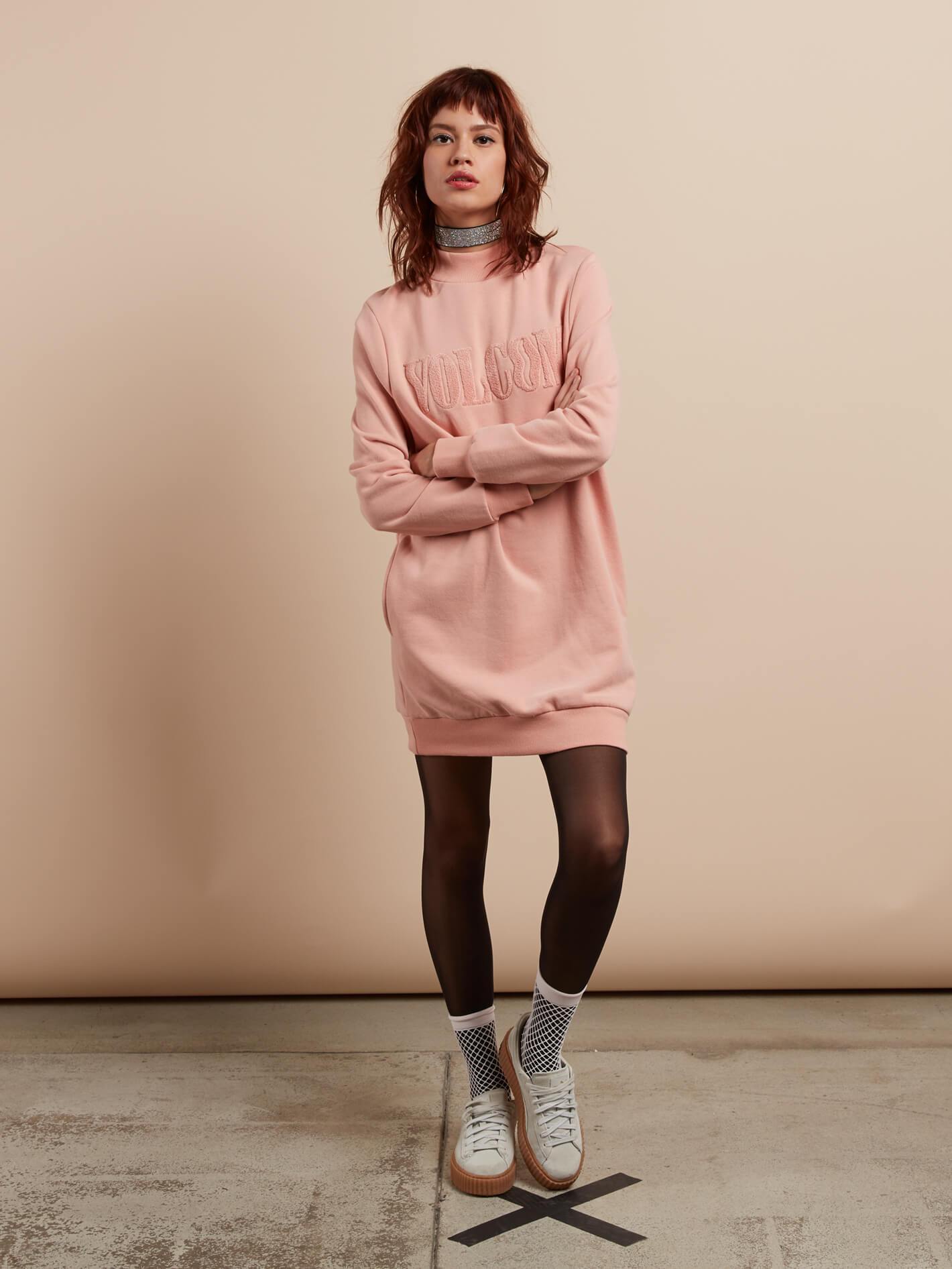 Burn City Fleece Dress - Mellow Rose