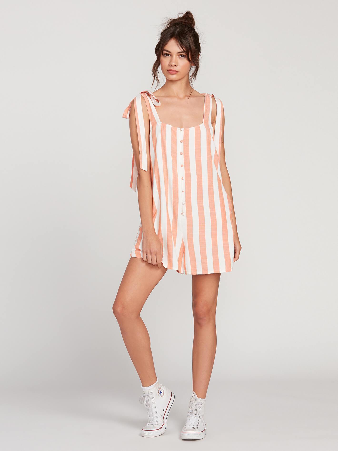 Coco Tie Strap Romper - Guava