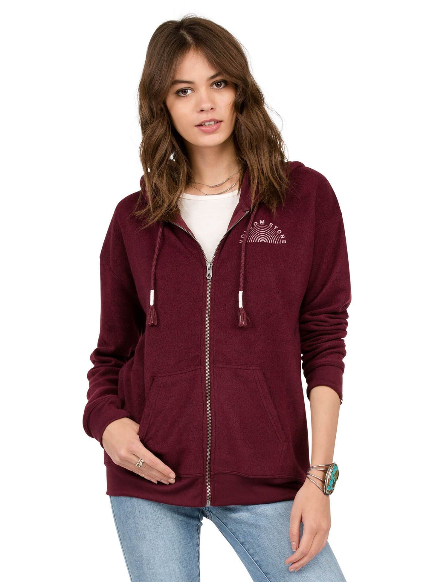 Lived In Zip Hoodie - Merlot