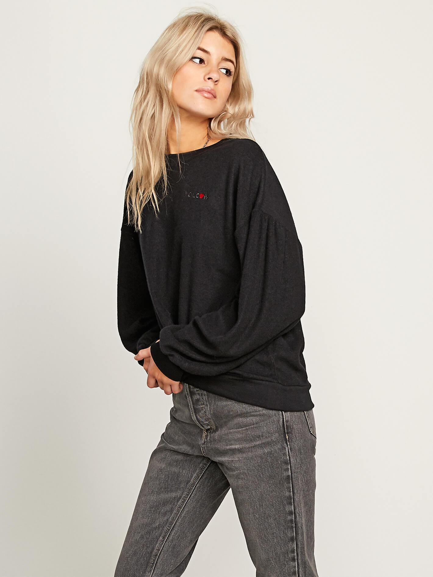 Fleece Pleaze Crew Sweatshirt - Black