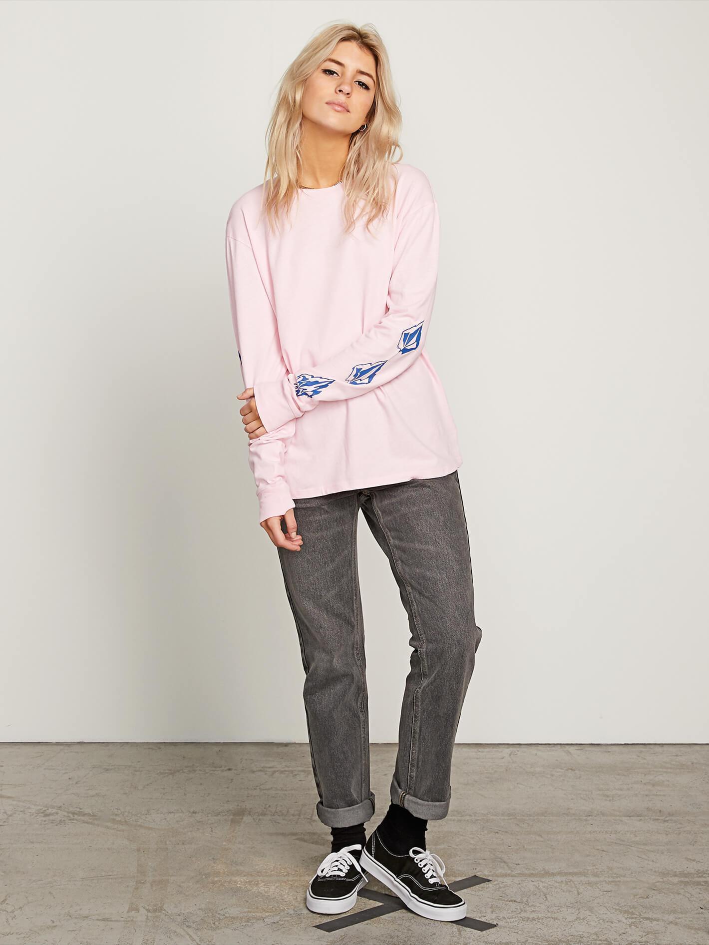 Arm Me Brat Long Sleeve Tee - Faded Pink