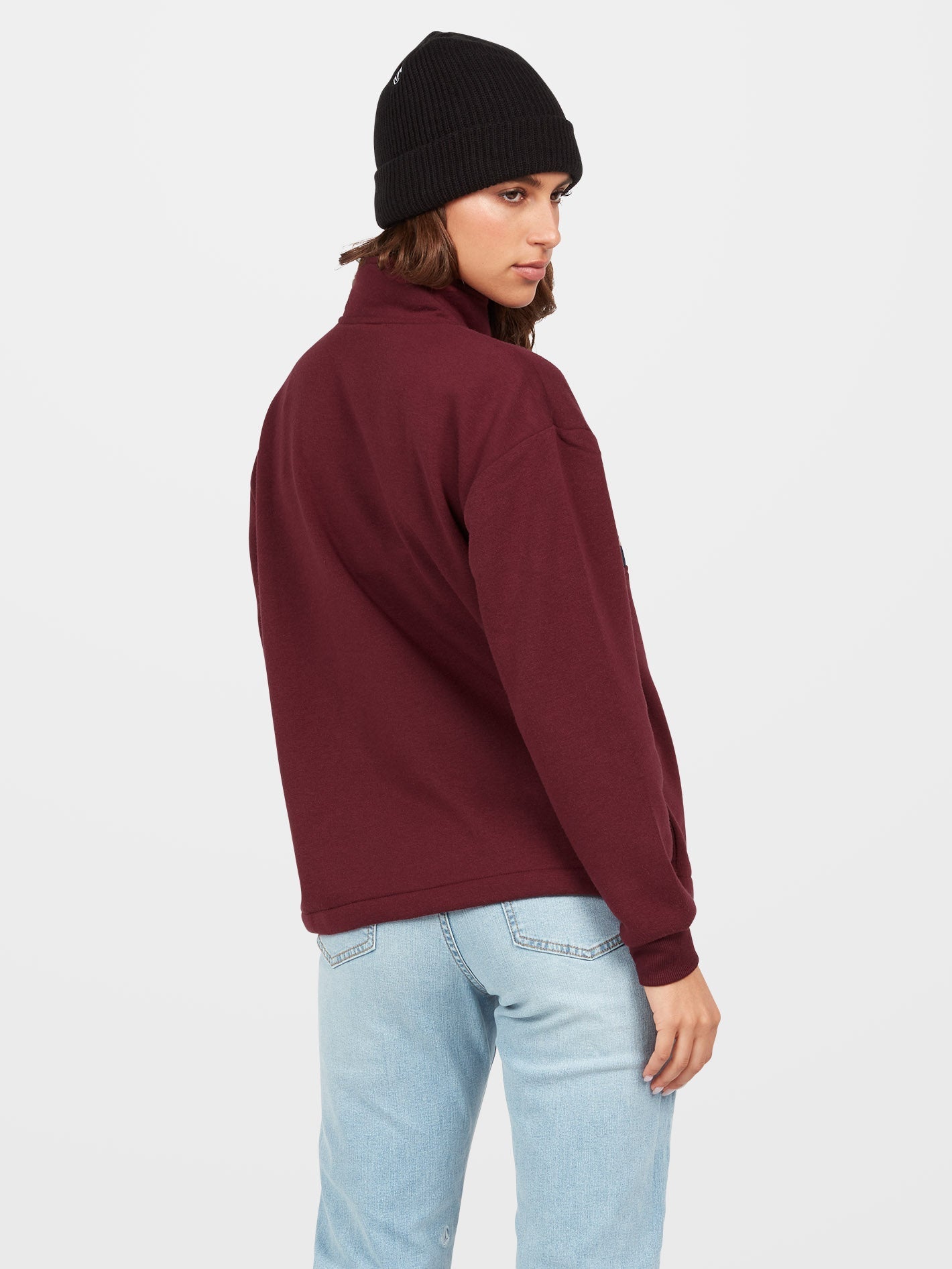 Stone Stacked Zip Sweatshirt - BURGUNDY