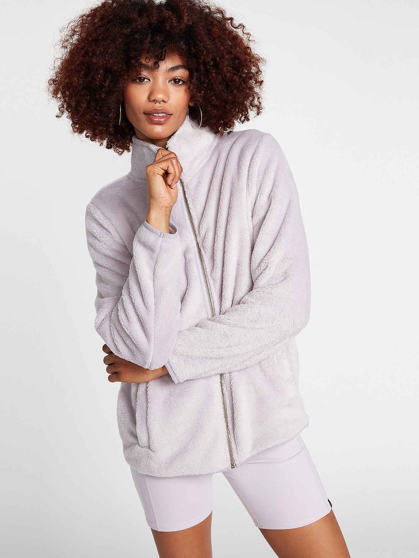 Pheelin Phuzzy Zip Sweatshirt - LAVENDER