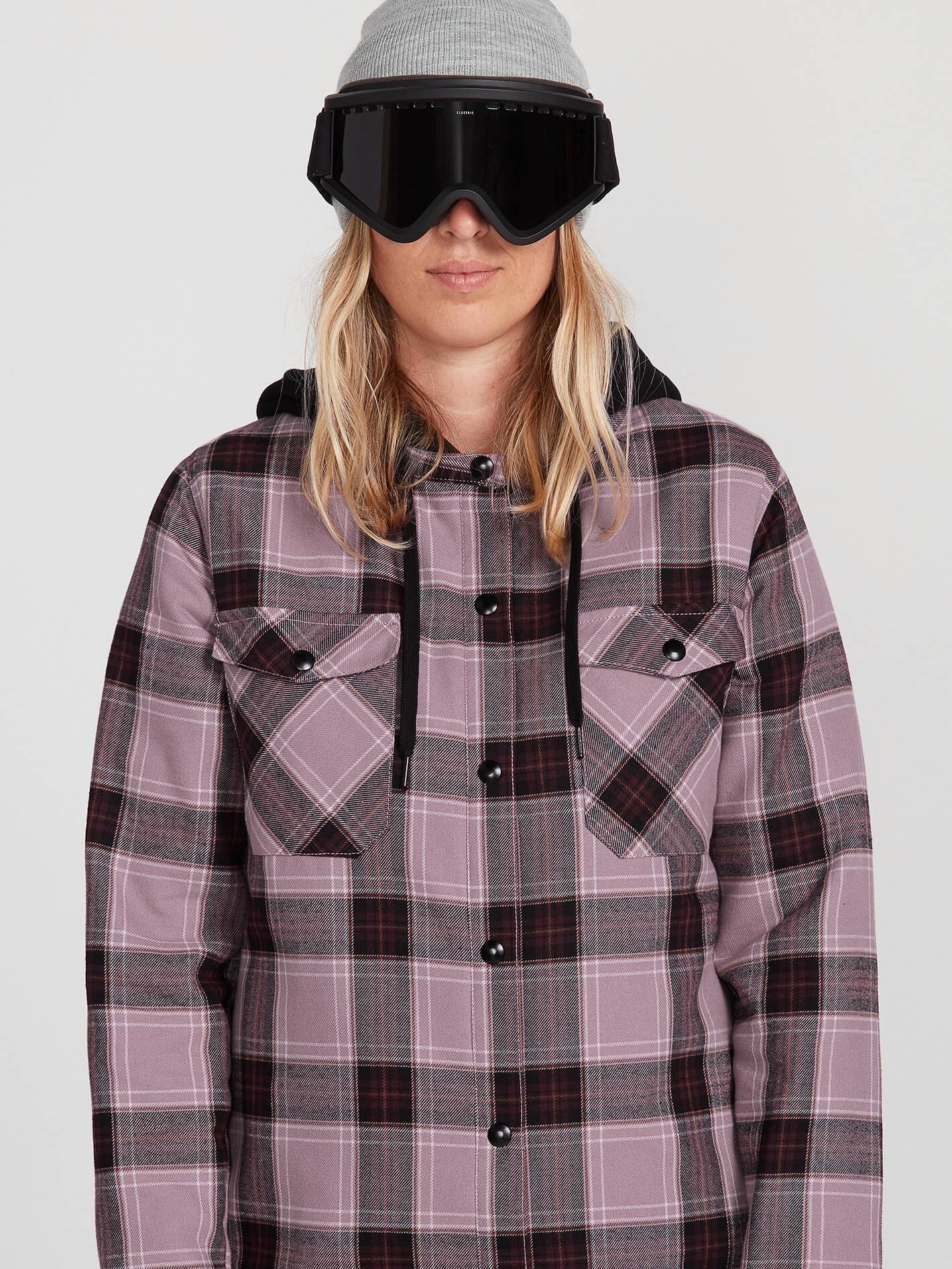 Womens Hooded Flannel Jacket - Purple Haze