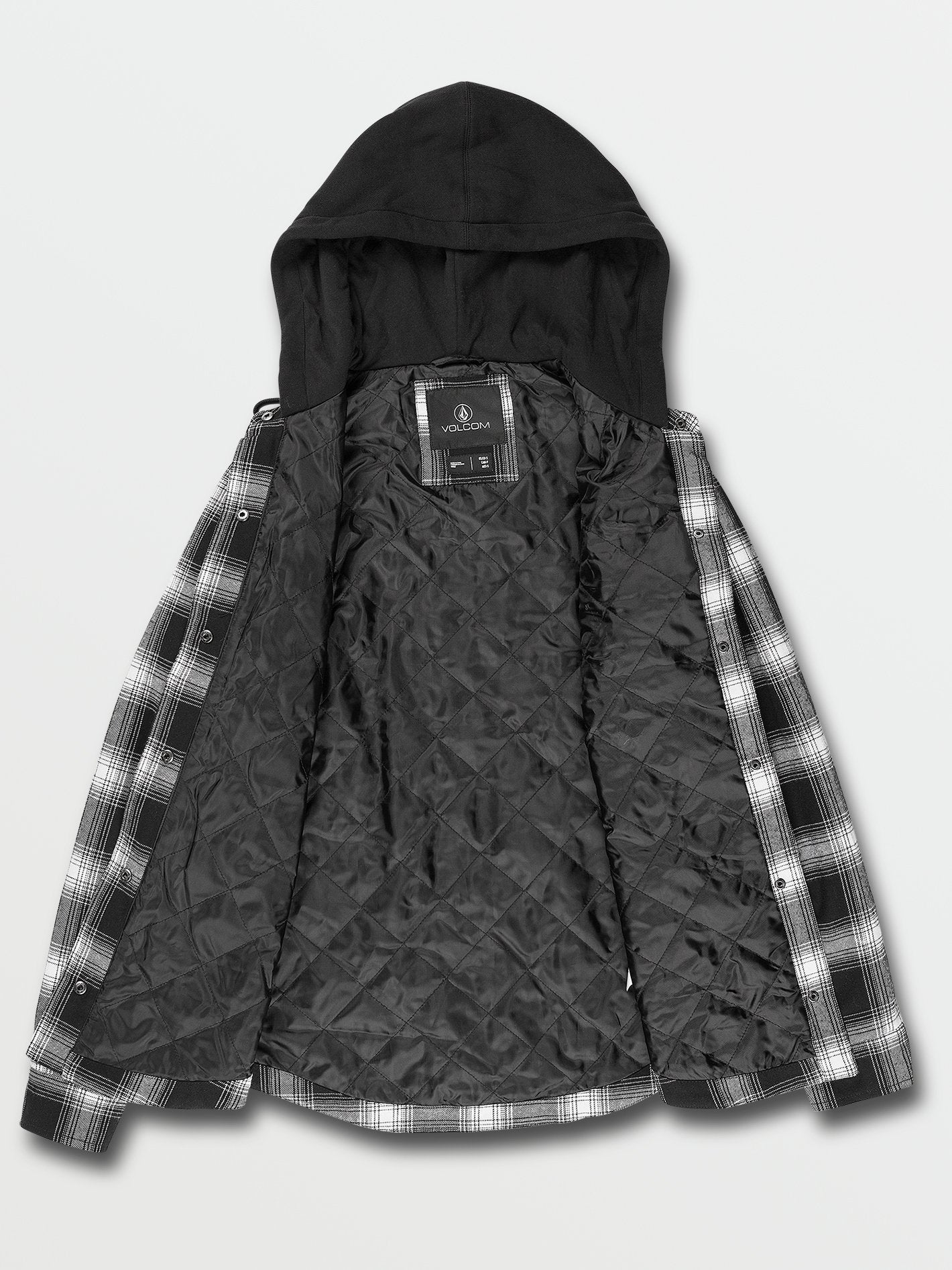 Hooded Flannel Jacket - BLACK