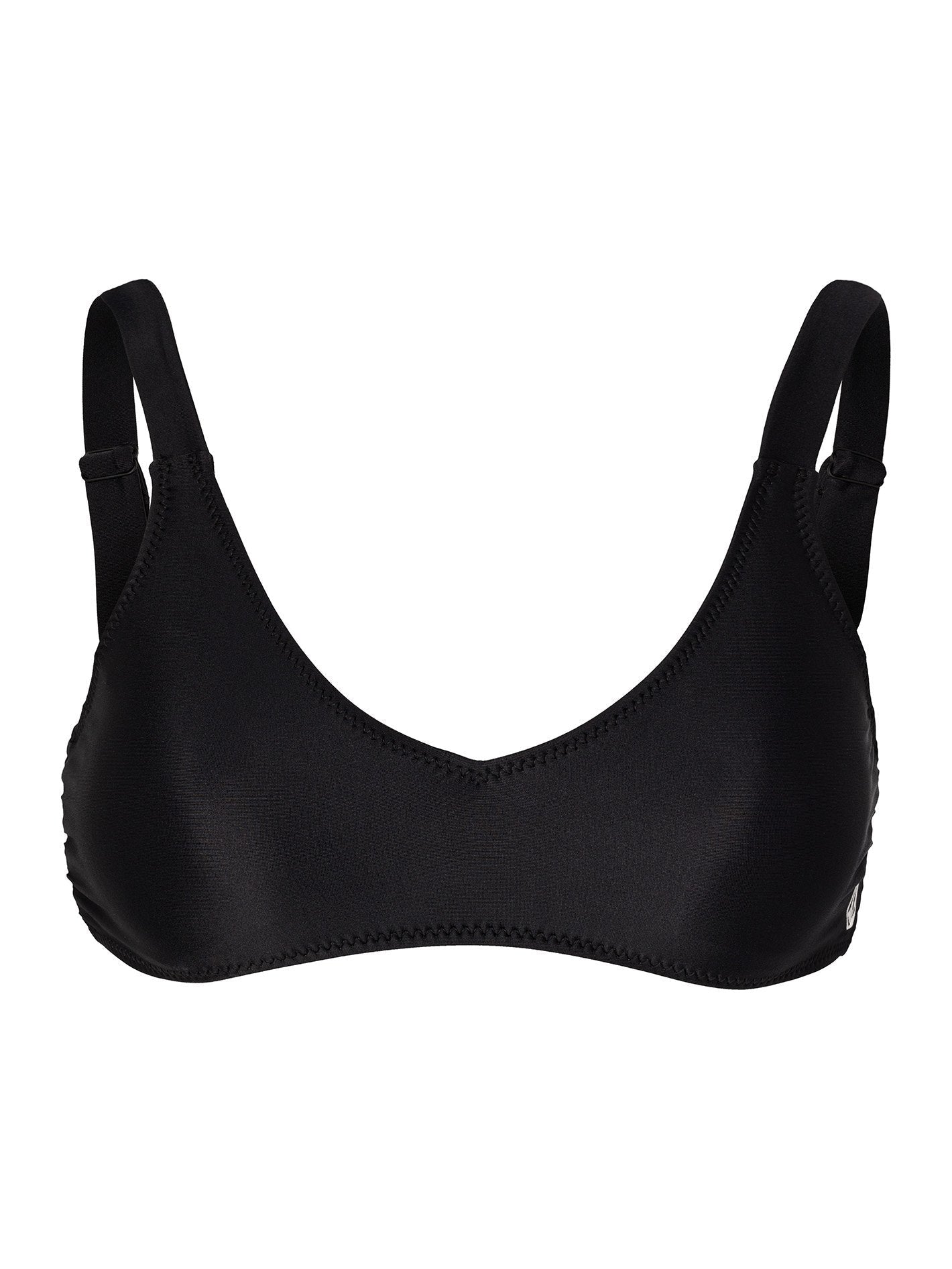 Simply Solid Vneck Bikini Top - BLACK