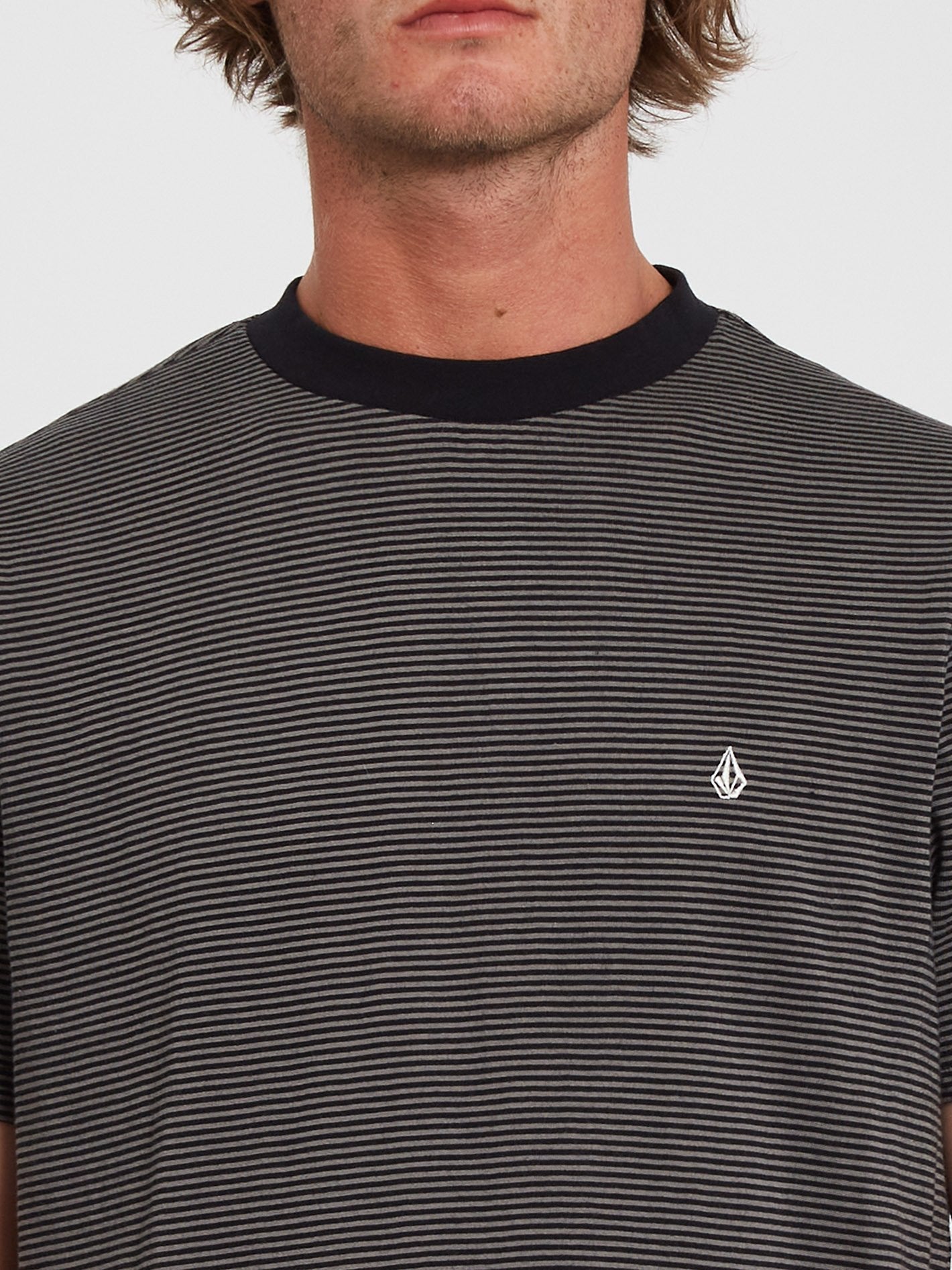 Slated Stripe Crew T-shirt - BLACK
