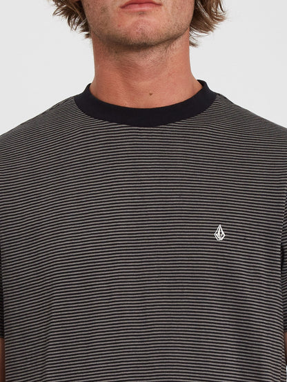 Slated Stripe Crew T-shirt - BLACK