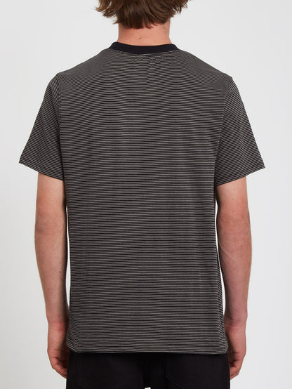 Slated Stripe Crew T-shirt - BLACK