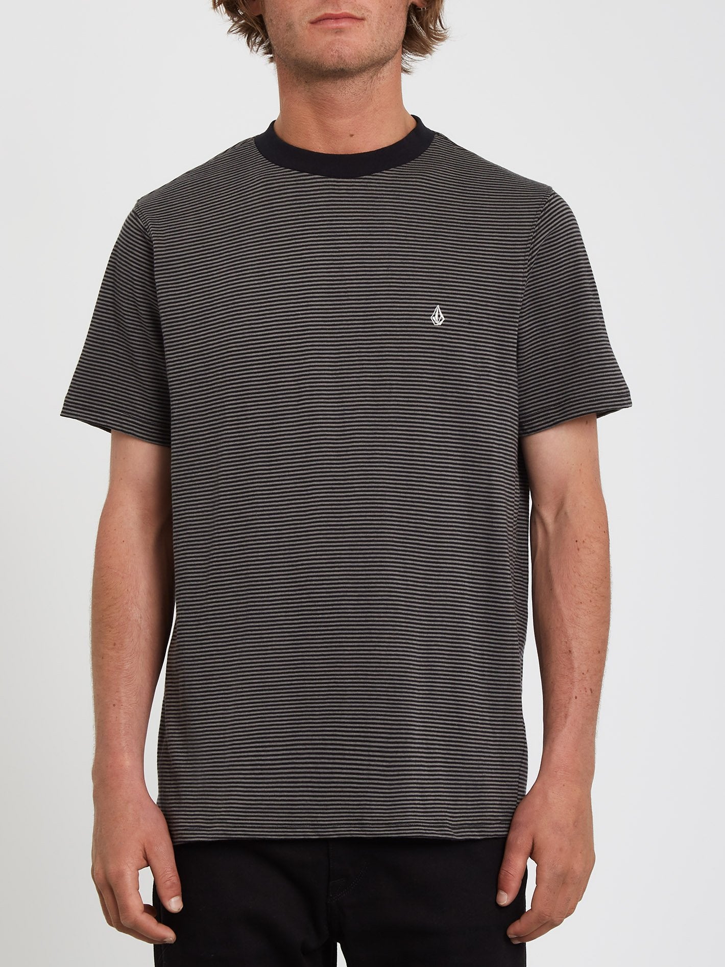 Slated Stripe Crew T-shirt - BLACK