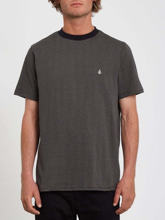 Slated Stripe Crew T-shirt - BLACK