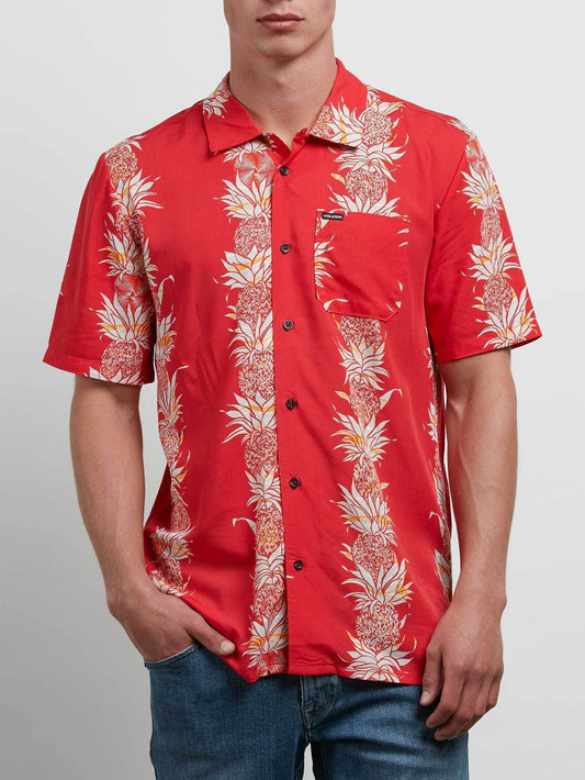 Palm Glitch Short Sleeve Shirt - True Red