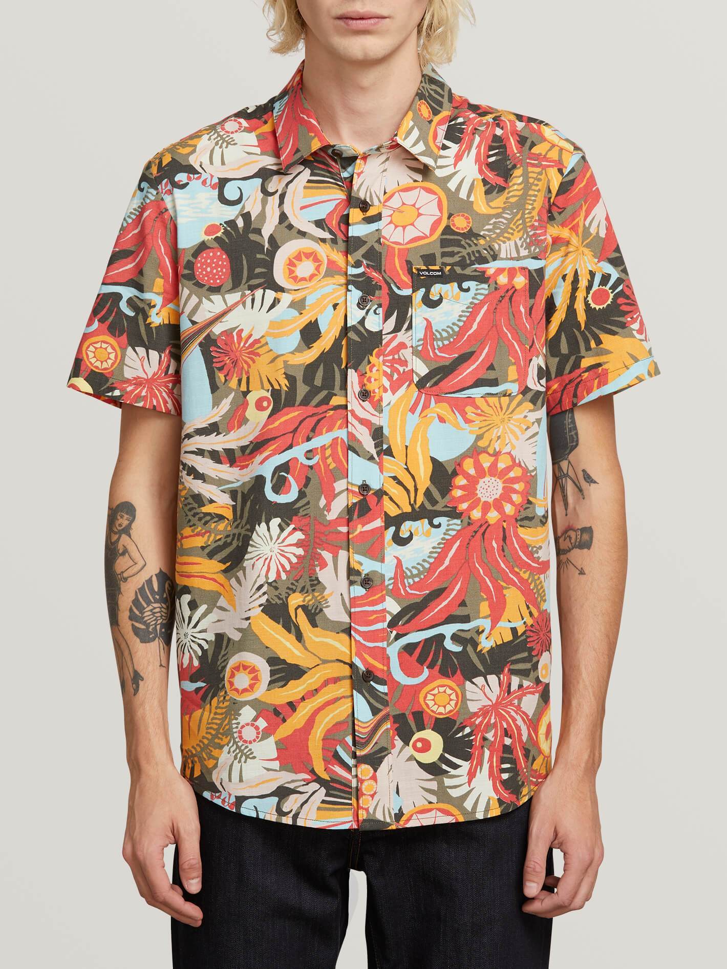 Psych Floral Shirt  - Army