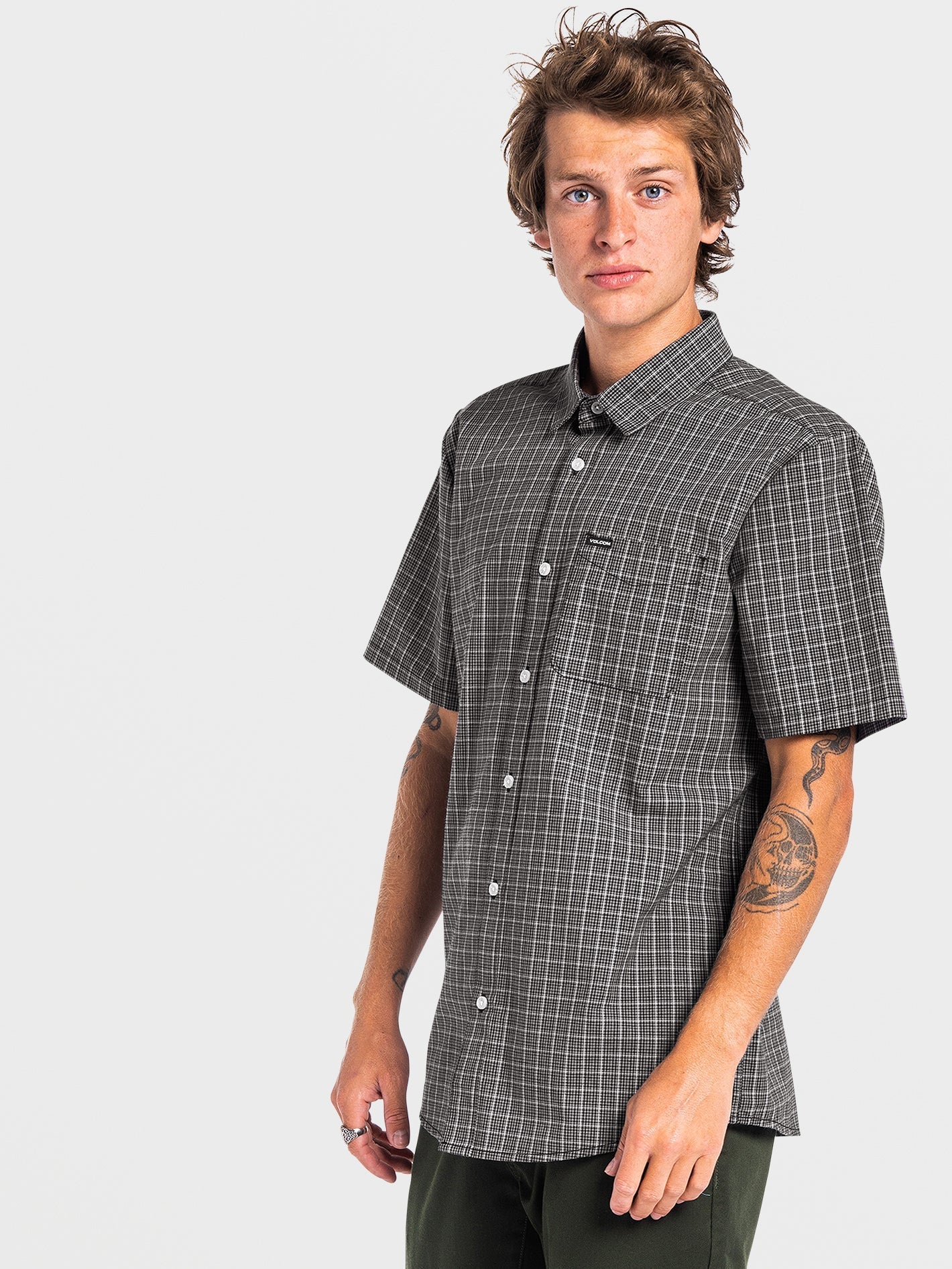 Mini Check Woven Shirt - BLACK
