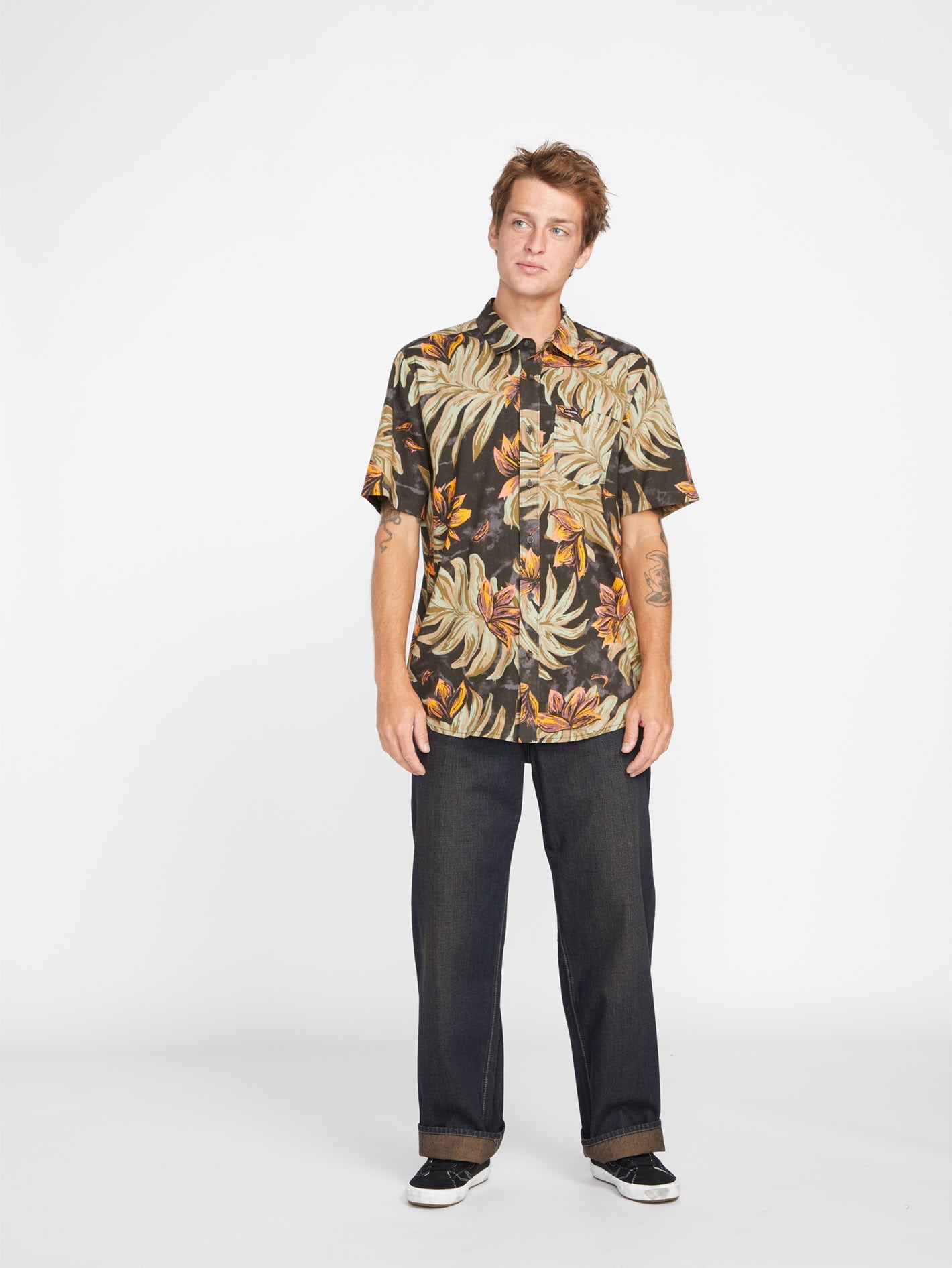 Marble Floral Shirt - RINSED BLACK