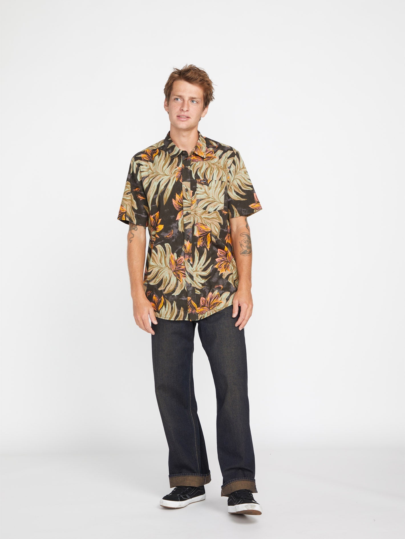 Marble Floral Shirt - RINSED BLACK