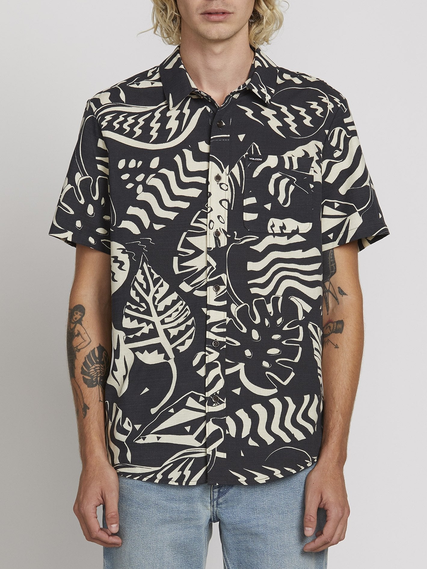 Scrap Floral Shirt - Asphalt Black