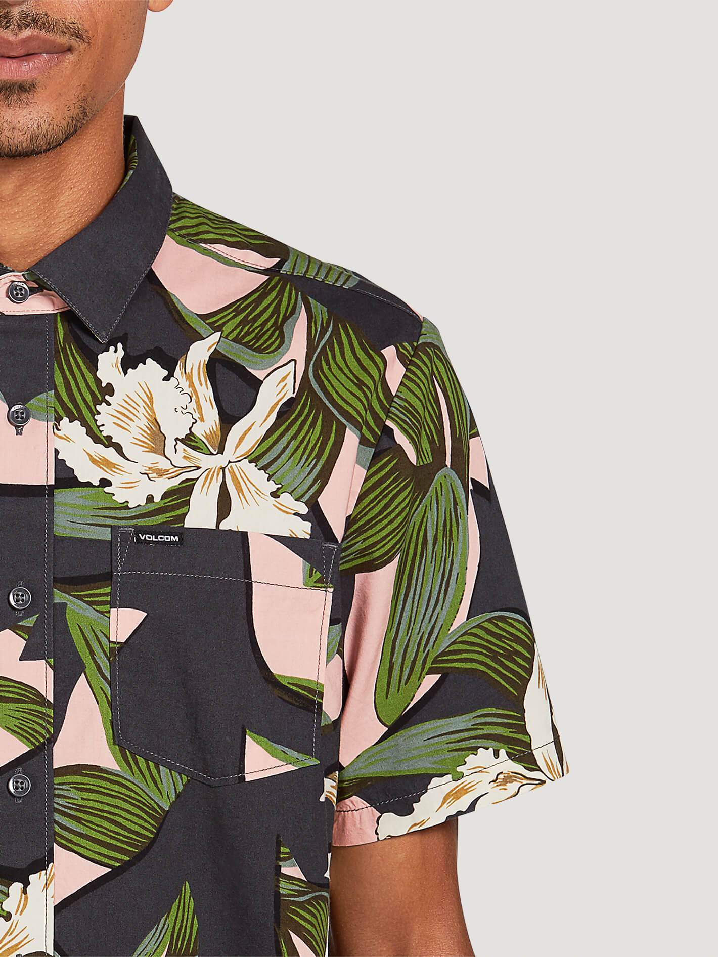 Cut out Floral Shirt - DARK CHARCOAL