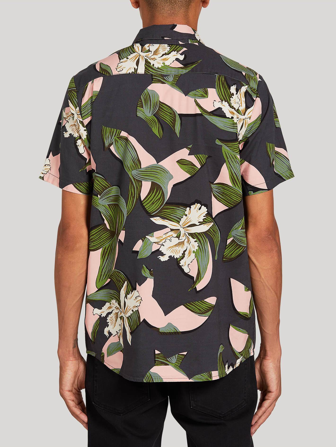 Cut out Floral Shirt - DARK CHARCOAL