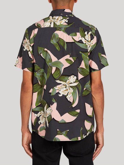 Cut out Floral Shirt - DARK CHARCOAL