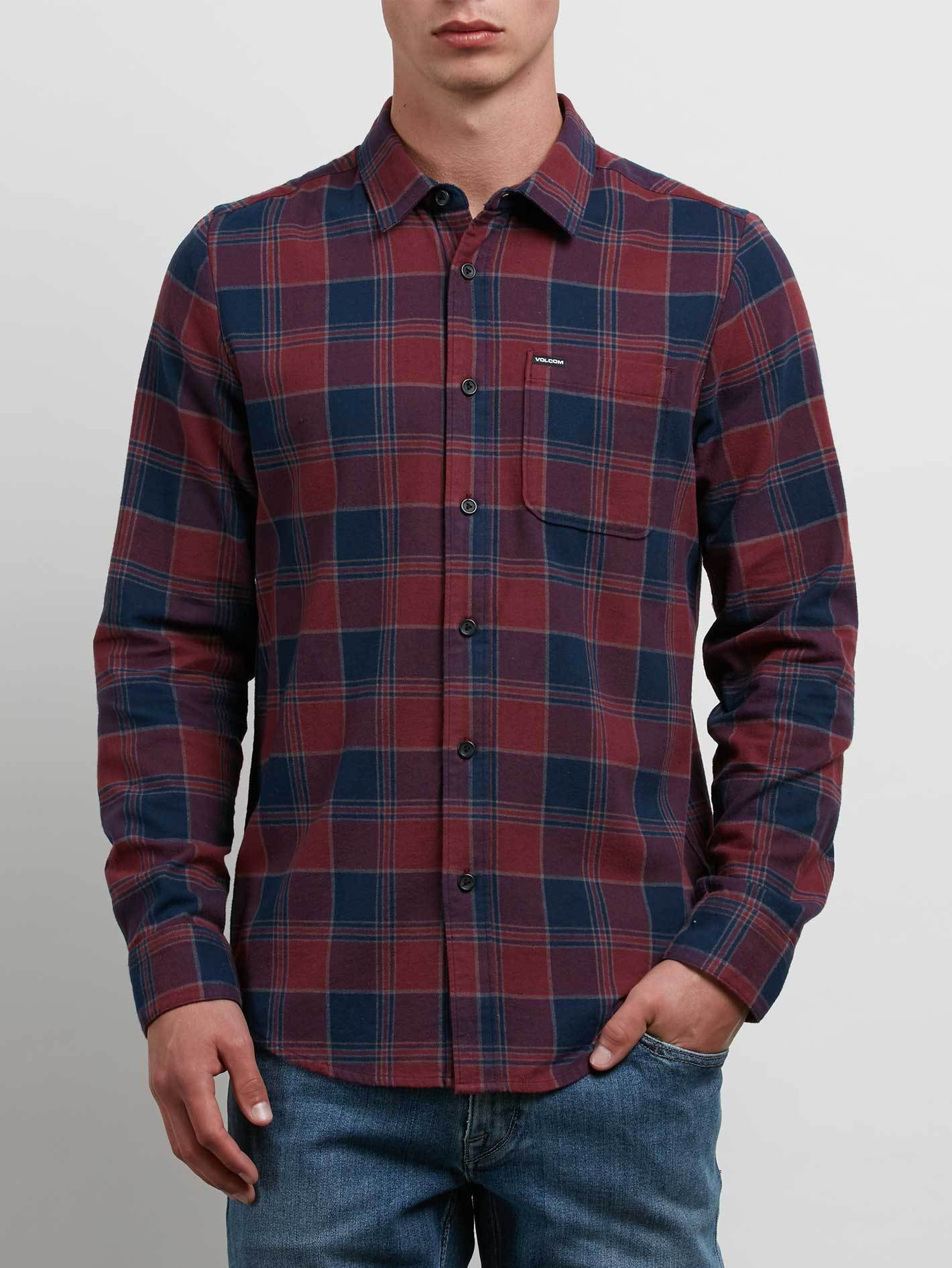 Caden Long Sleeve Shirt - Crimson
