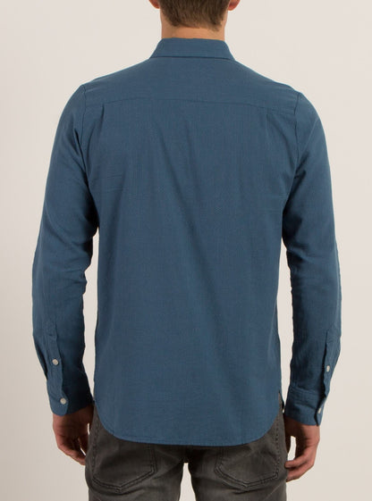 Micro Dot Long Sleeve Shirt - Smokey Blue