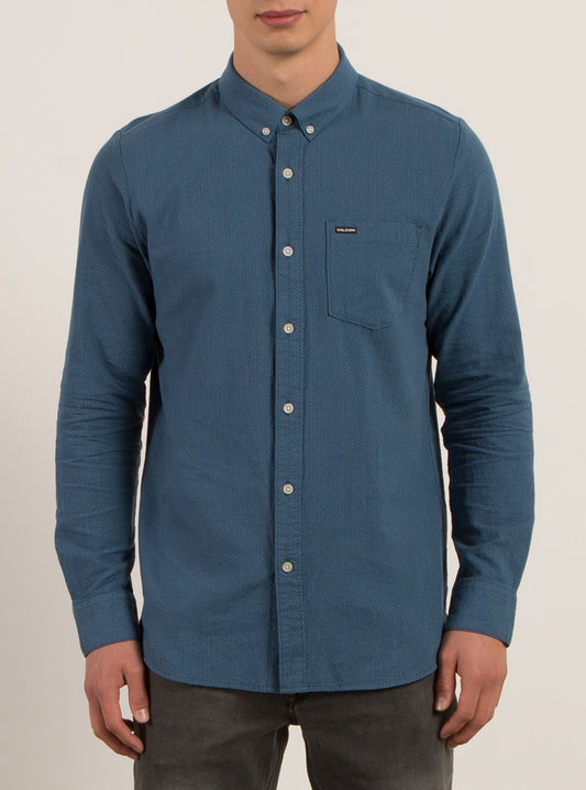 Micro Dot Long Sleeve Shirt - Smokey Blue