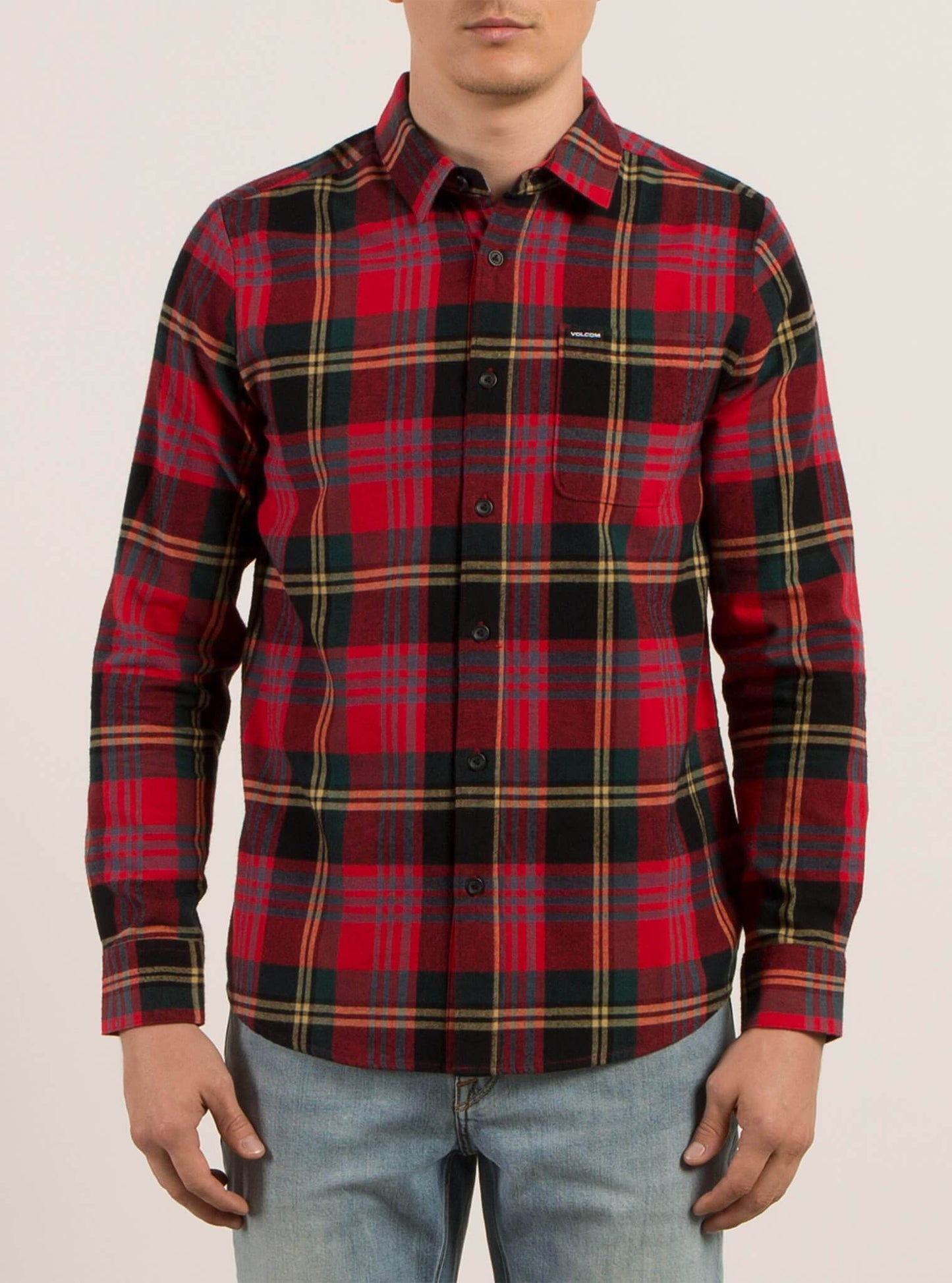 Caden Long Sleeve Flannel - True Red