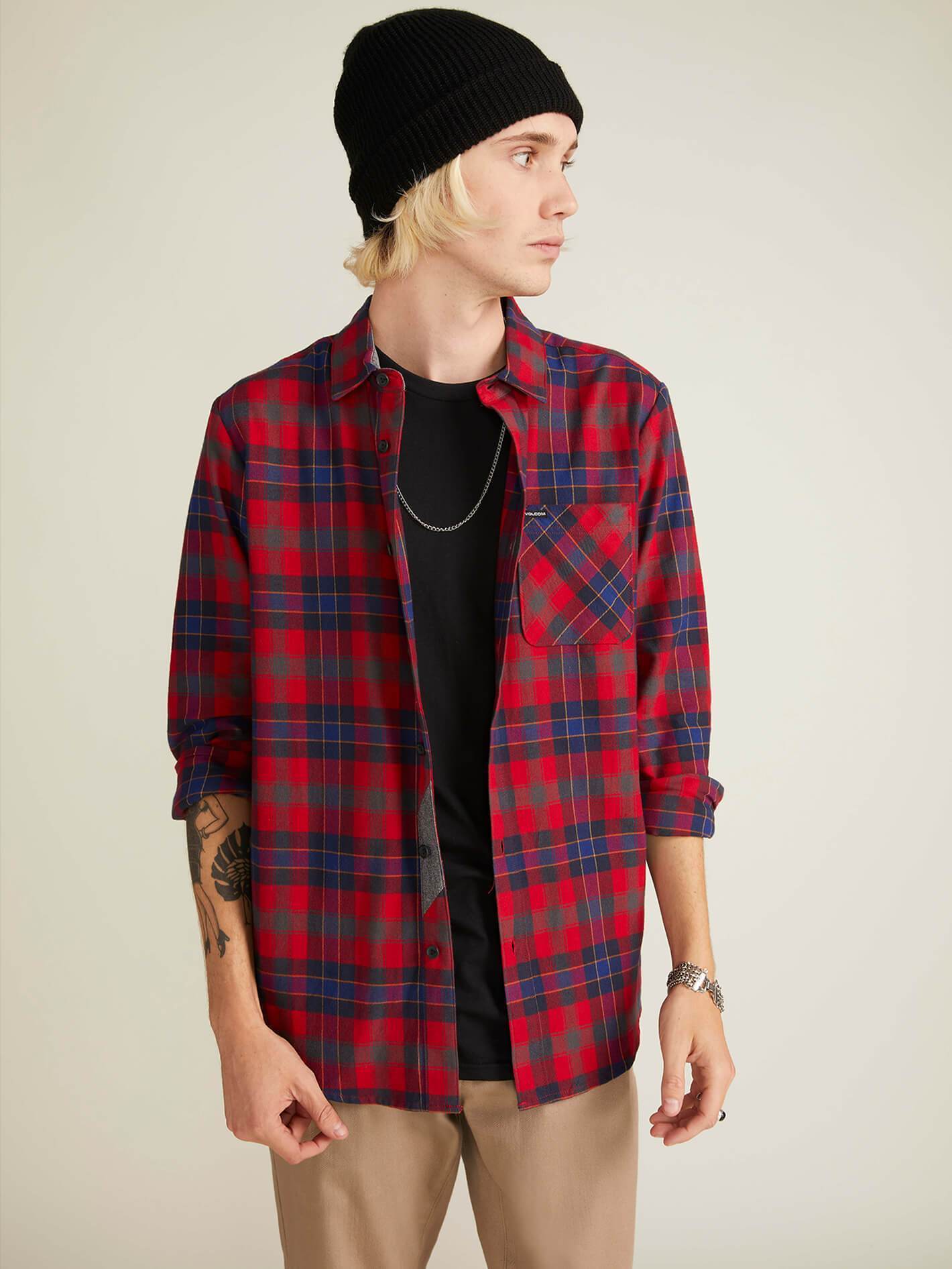 Caden Plaid Shirt - Engine Red