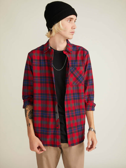 Caden Plaid Shirt - Engine Red