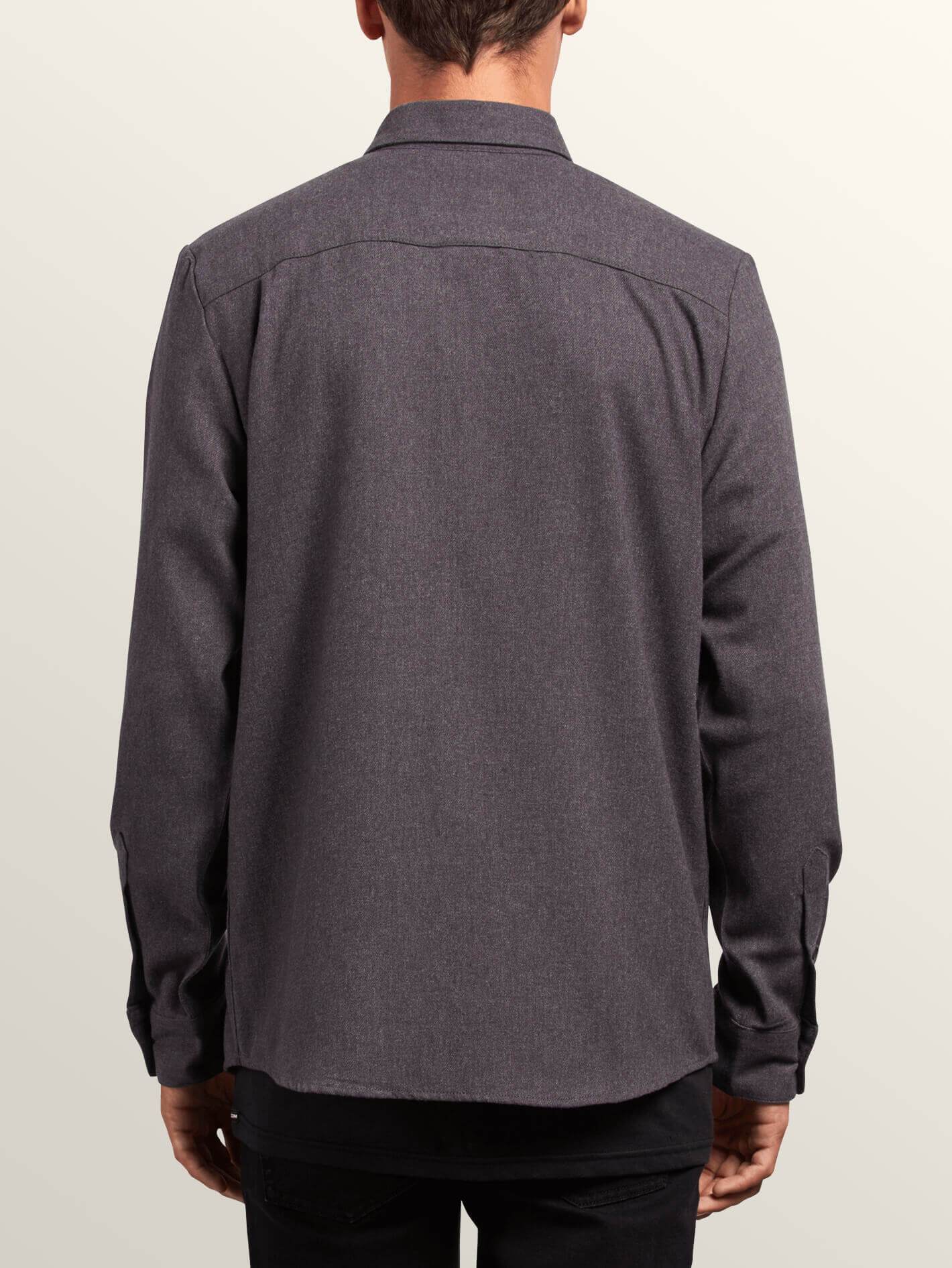 Caden Solid Long Sleeve Shirt - Asphalt Black