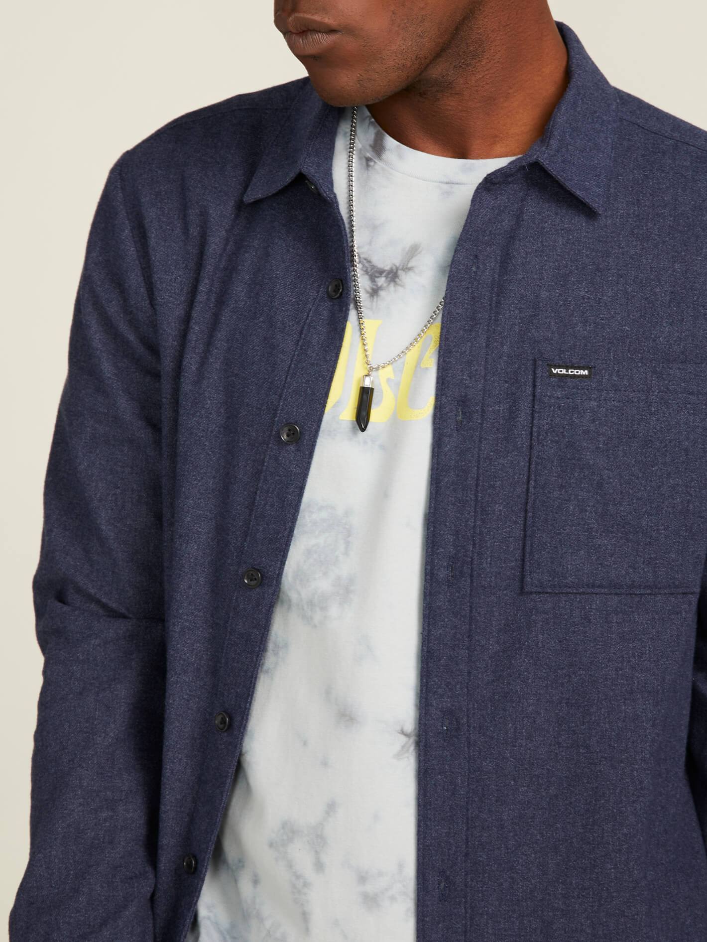 Caden Solid Long Sleeve Shirt - Midnight Blue