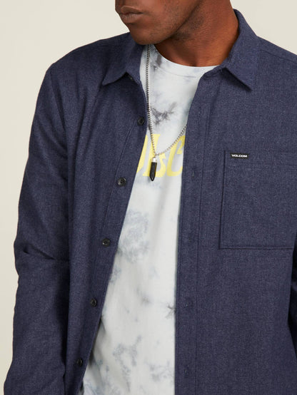 Caden Solid Long Sleeve Shirt - Midnight Blue