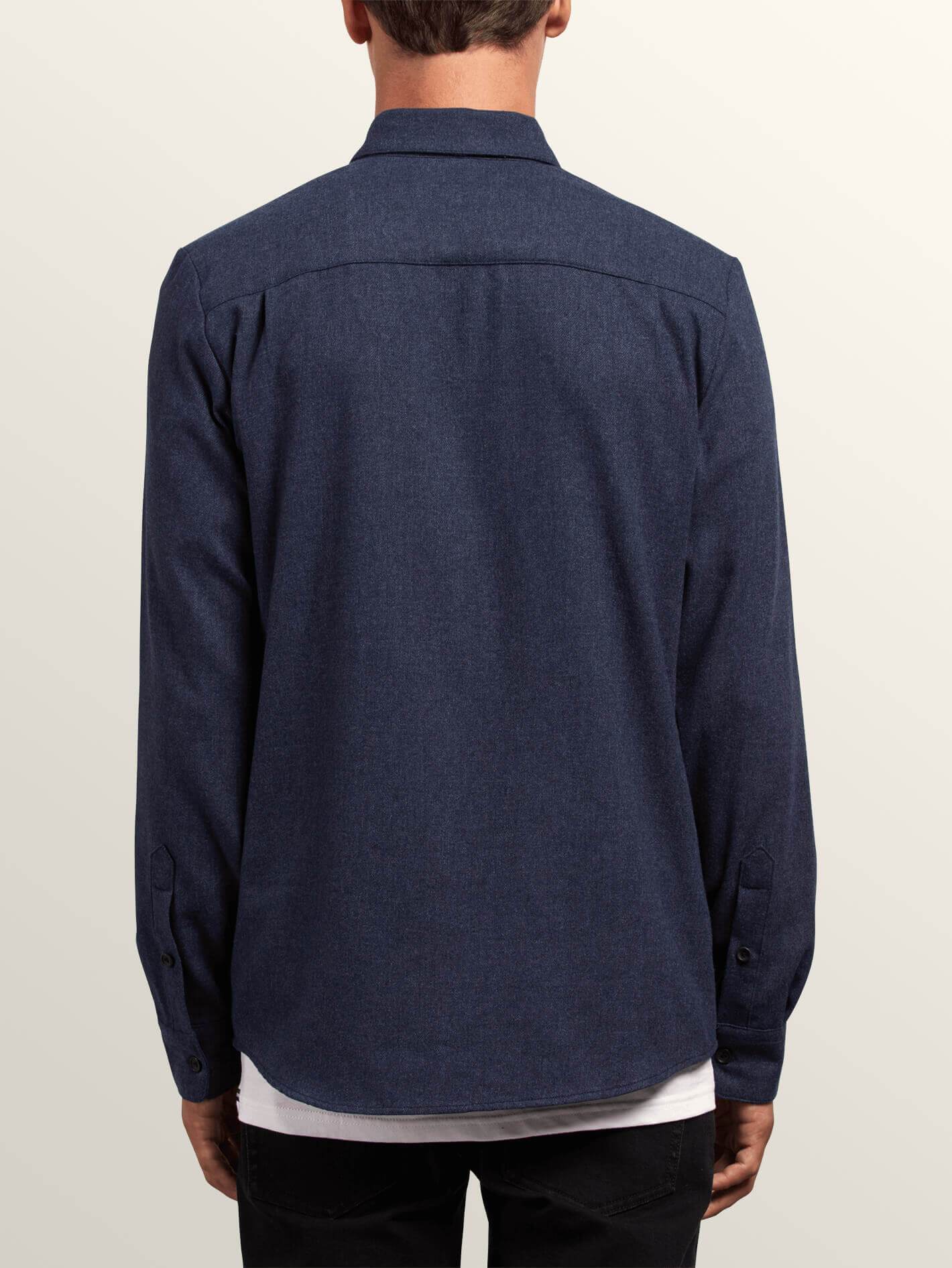 Caden Solid Long Sleeve Shirt - Midnight Blue