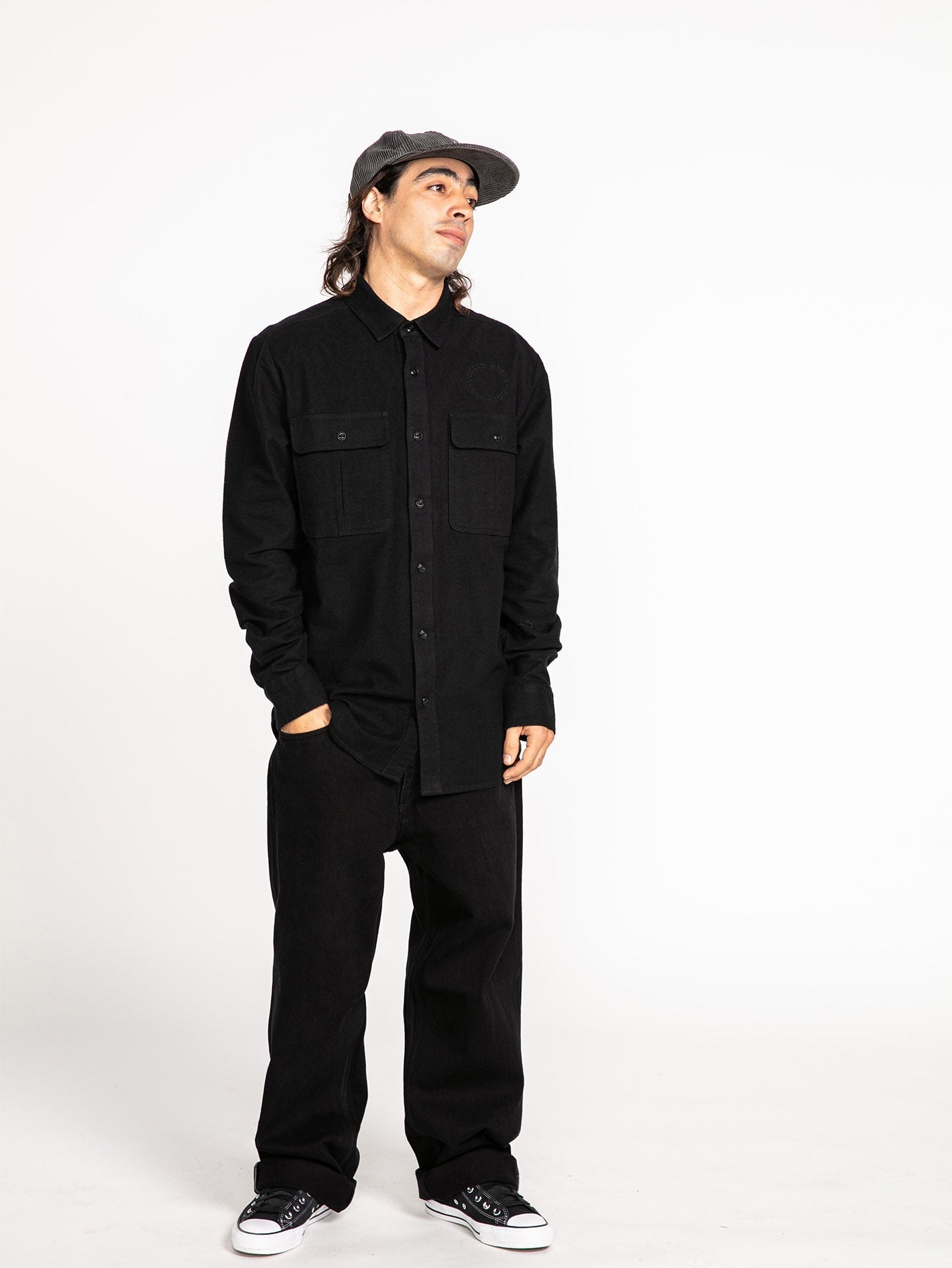 Minneret Flannel Shirt - BLACK