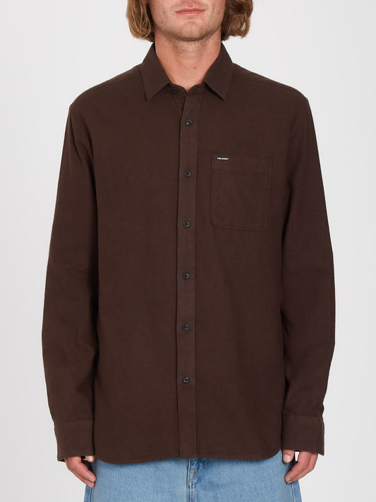 Caden Solid Shirt - DARK BROWN
