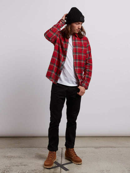 Caden Long Sleeve Flannel - Deep Red