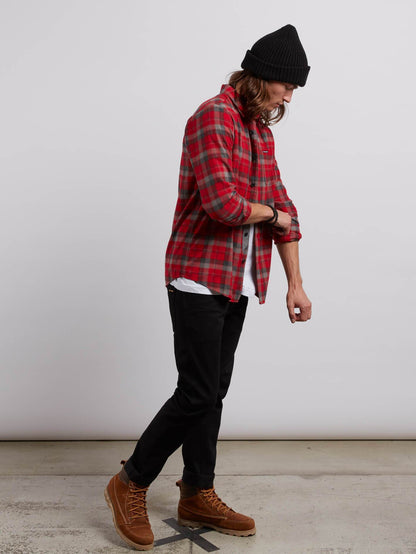 Caden Long Sleeve Flannel - Deep Red