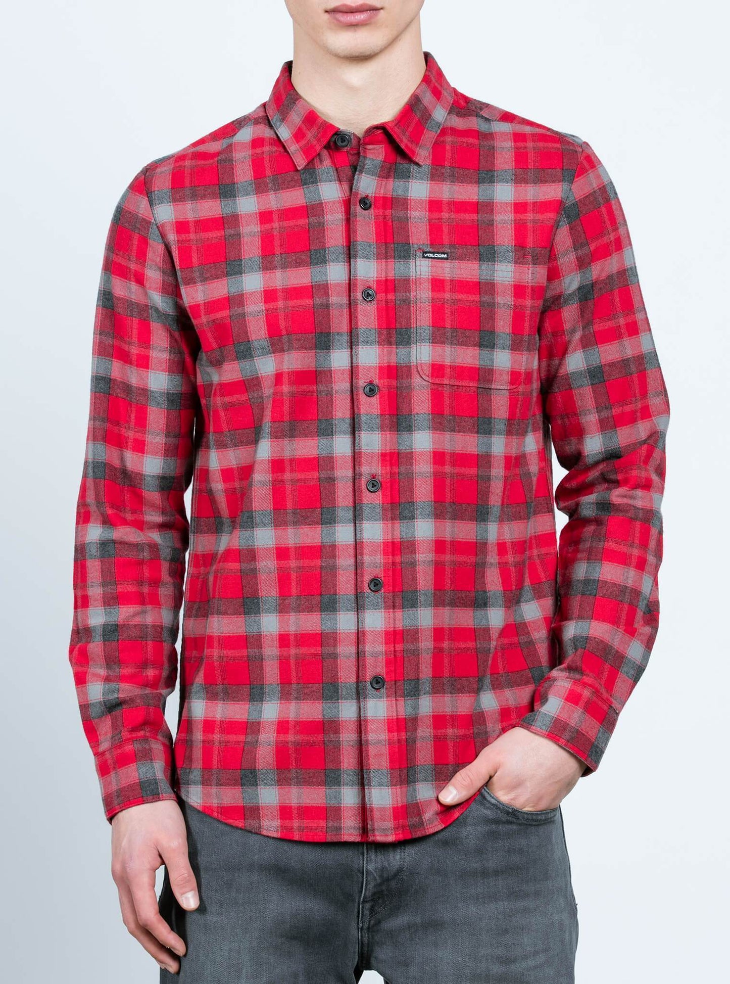 Caden Long Sleeve Flannel - Deep Red