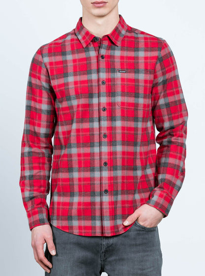 Caden Long Sleeve Flannel - Deep Red