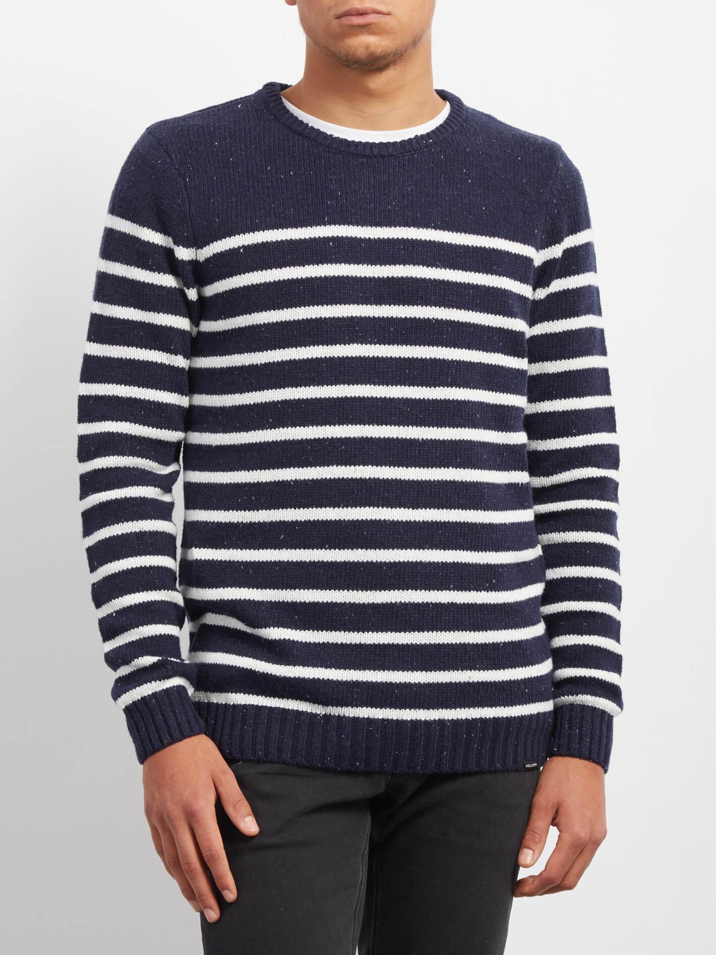 Edmonder Striped Pullover - Navy