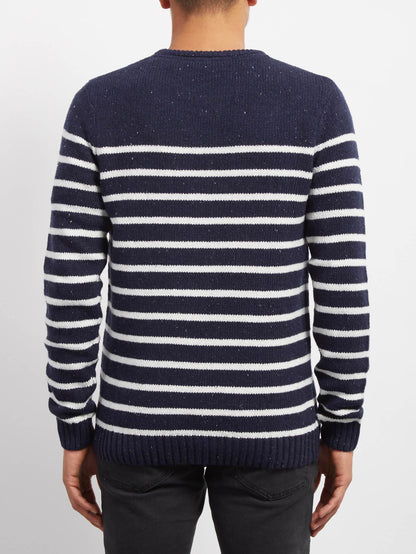 Edmonder Striped Pullover - Navy