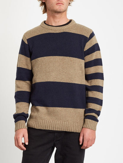 Edmonder Striped Pullover - KHAKI