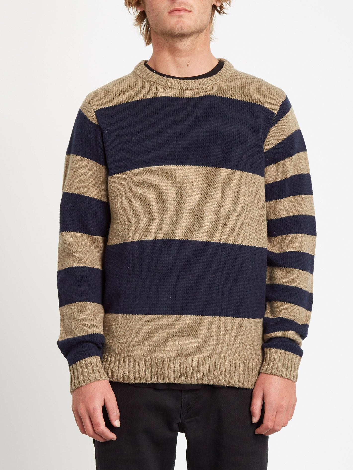 Edmonder Striped Pullover - KHAKI