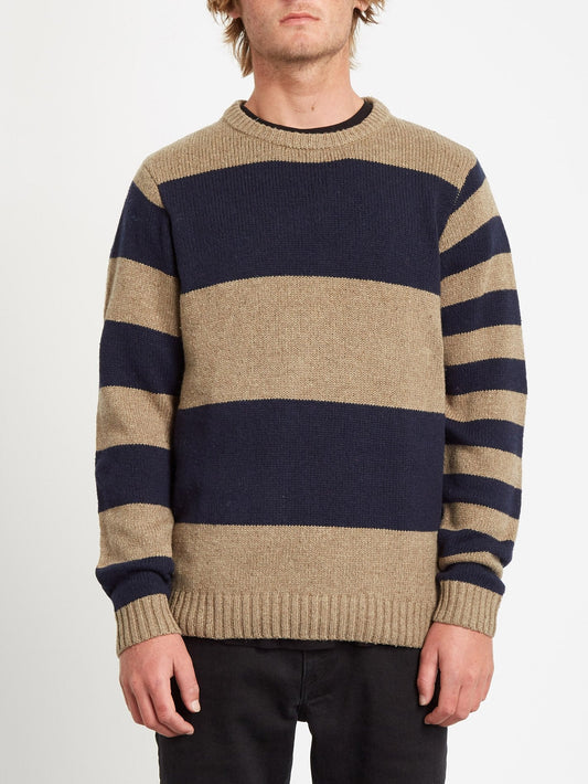 Edmonder Striped Pullover - KHAKI