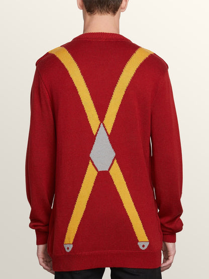 Suspenders Sweater - Drip Red