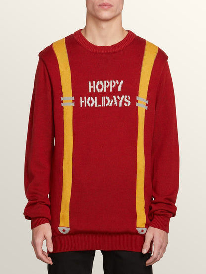 Suspenders Sweater - Drip Red