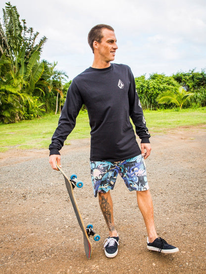 Tripped Stoney 19" Boardshort  - Black